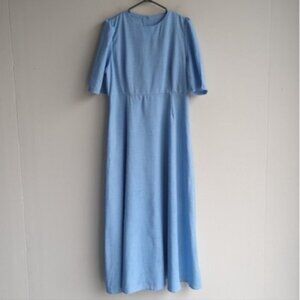 Blue short sleeved peasant cottage core maxi dress
